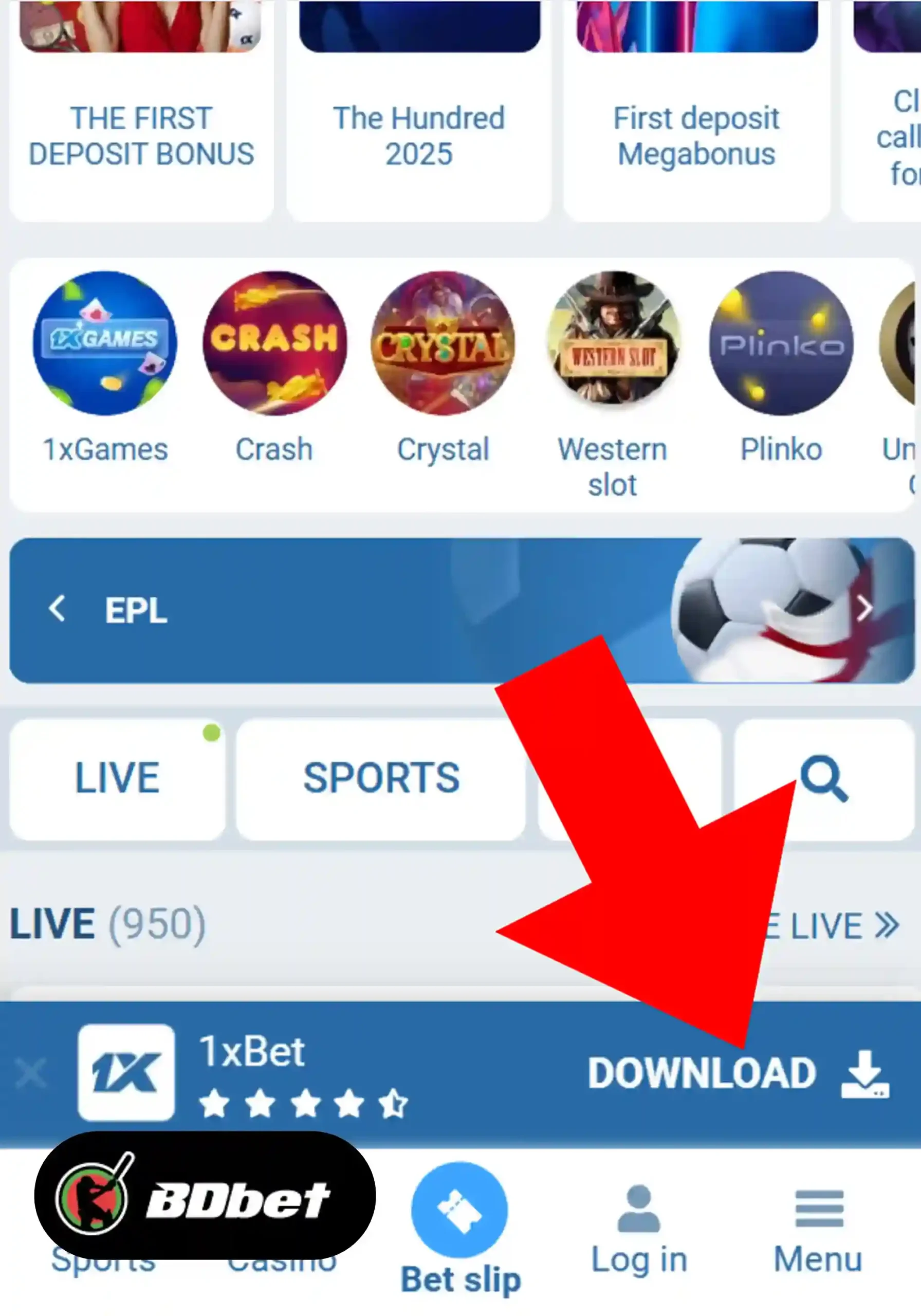 Download the 1xbet official app and install it.