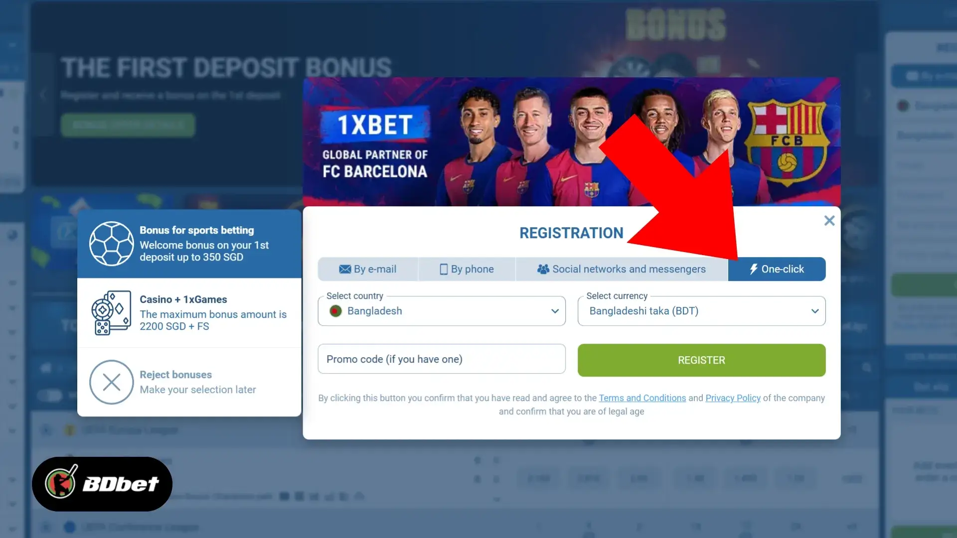 Next, choose the ‘One-click’ method.