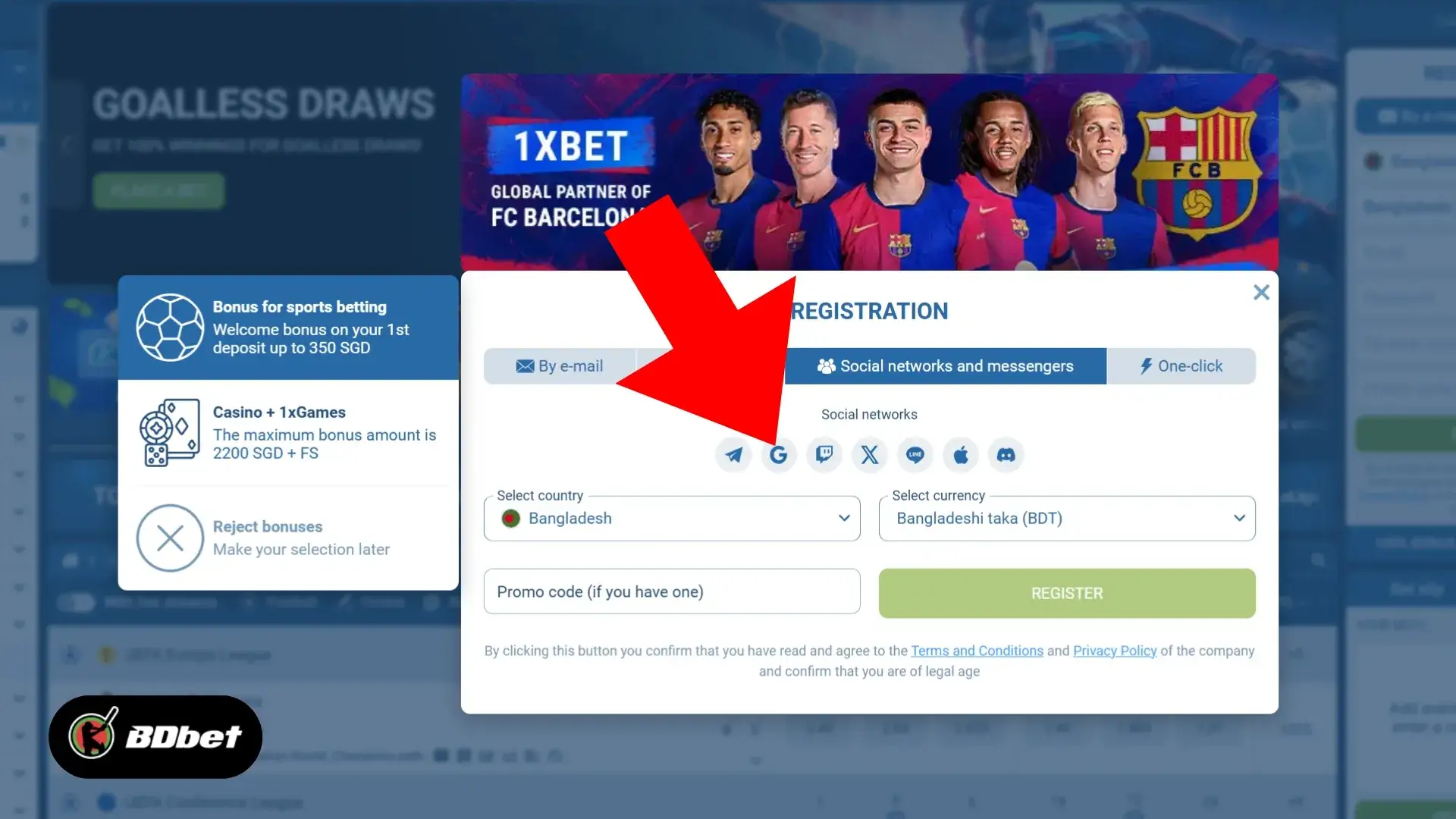 Next, click on your preferred social network icon.