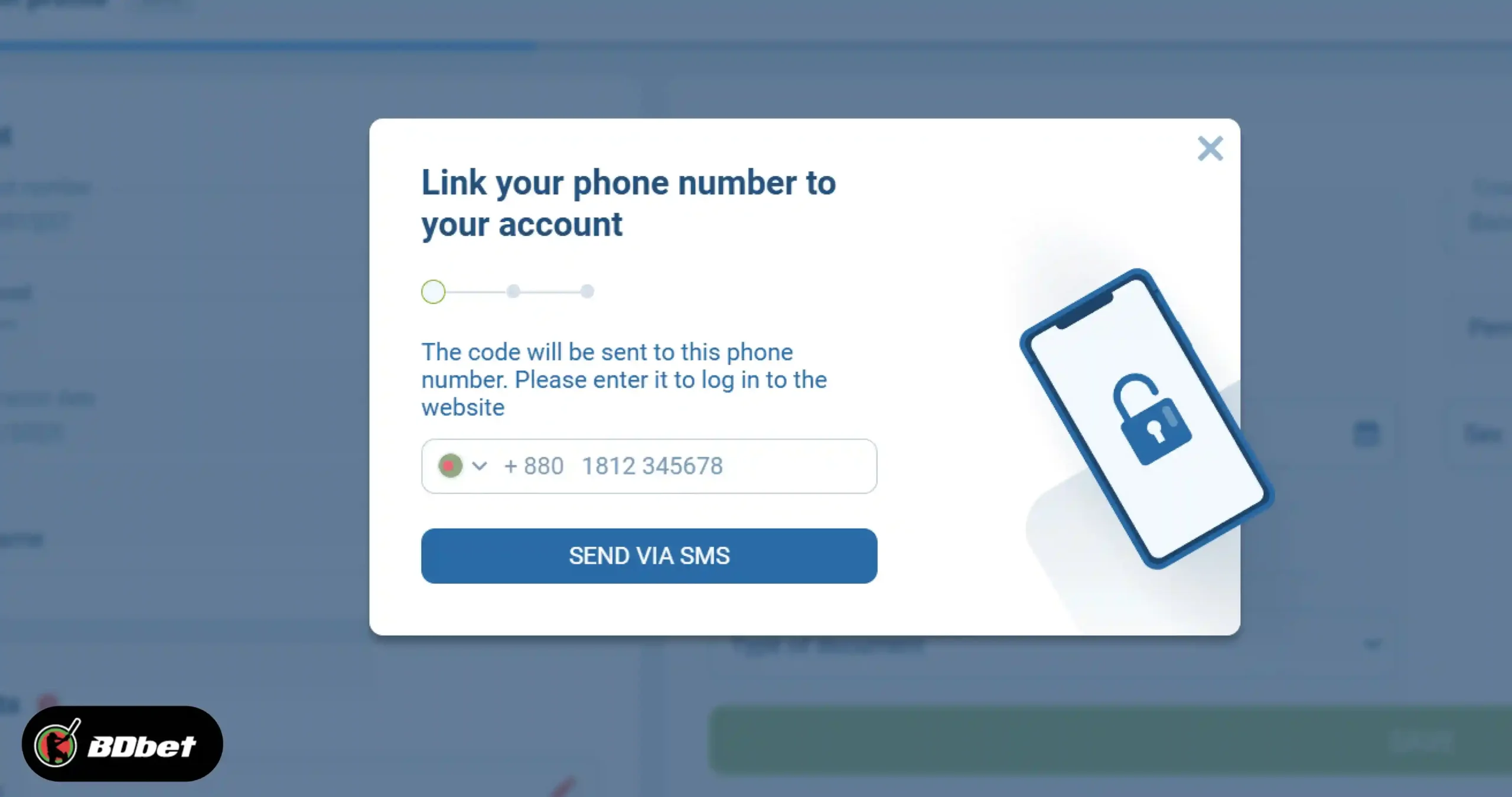 An OTP verification code will be sent to your phone number via SMS.