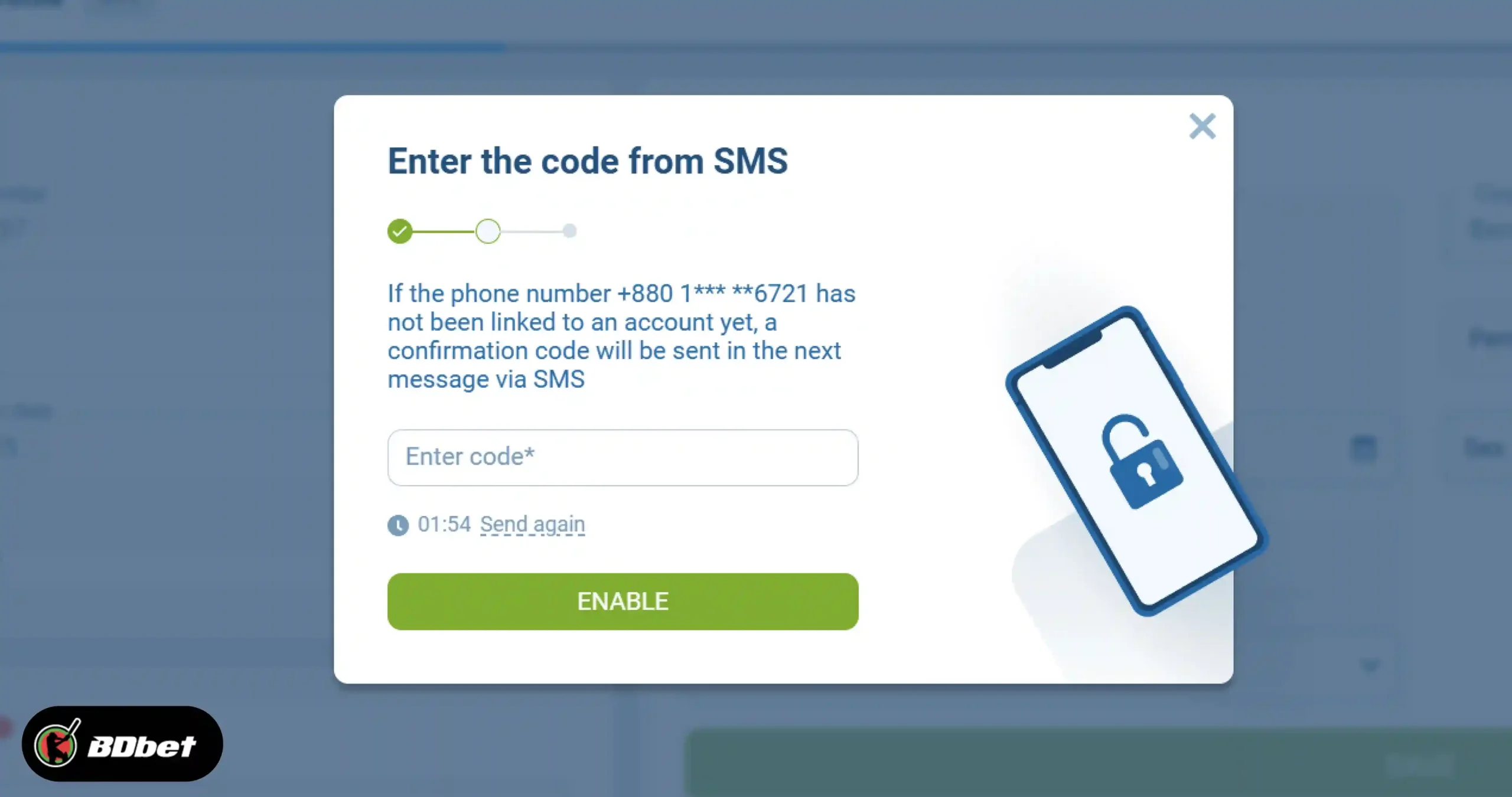 Enter the OTP confirmation code and click on ‘Confirm’ to verify your phone number.