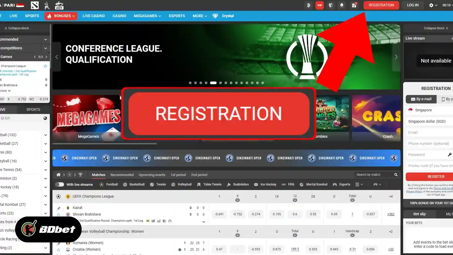 Click on the ‘Register’ button and fill in the registration form with your email or phone number and a password.