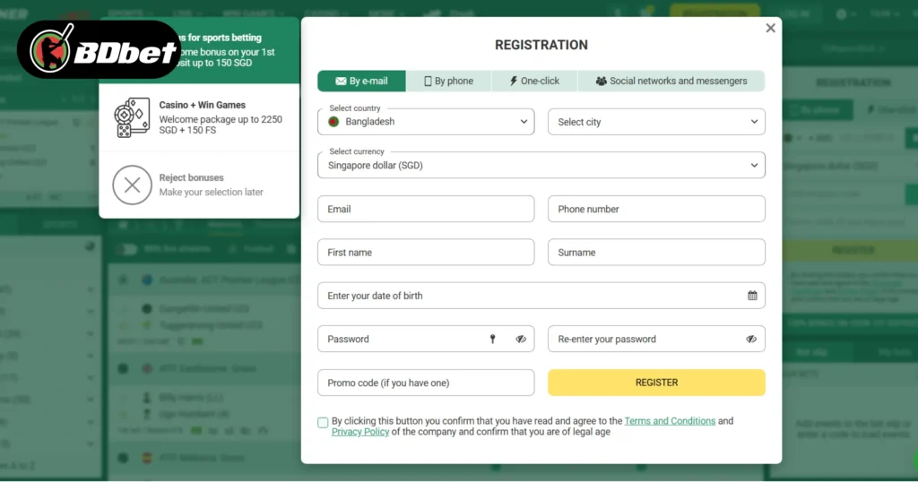 Betwinner registration