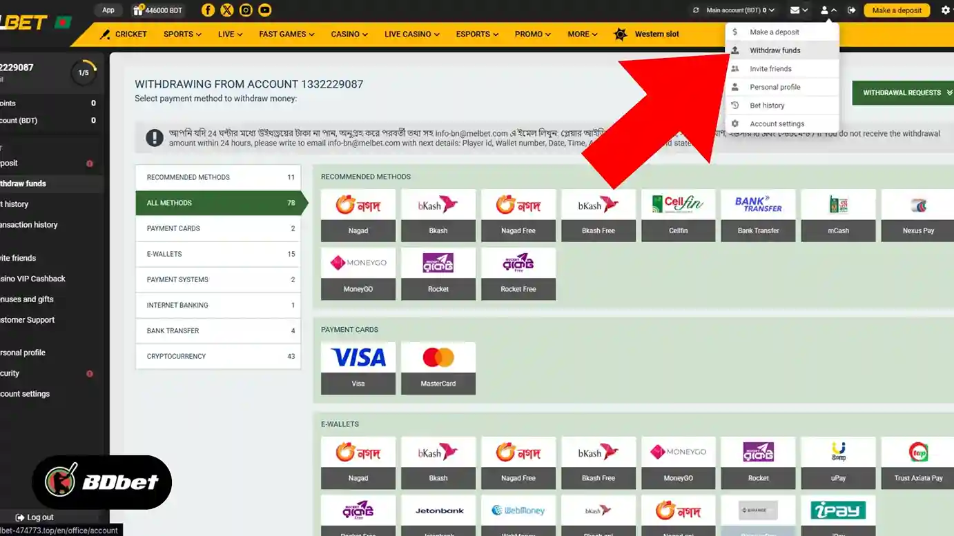 Next, click on ‘Withdraw’.