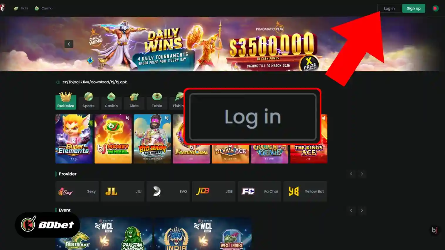 Step 2. Click “Login”