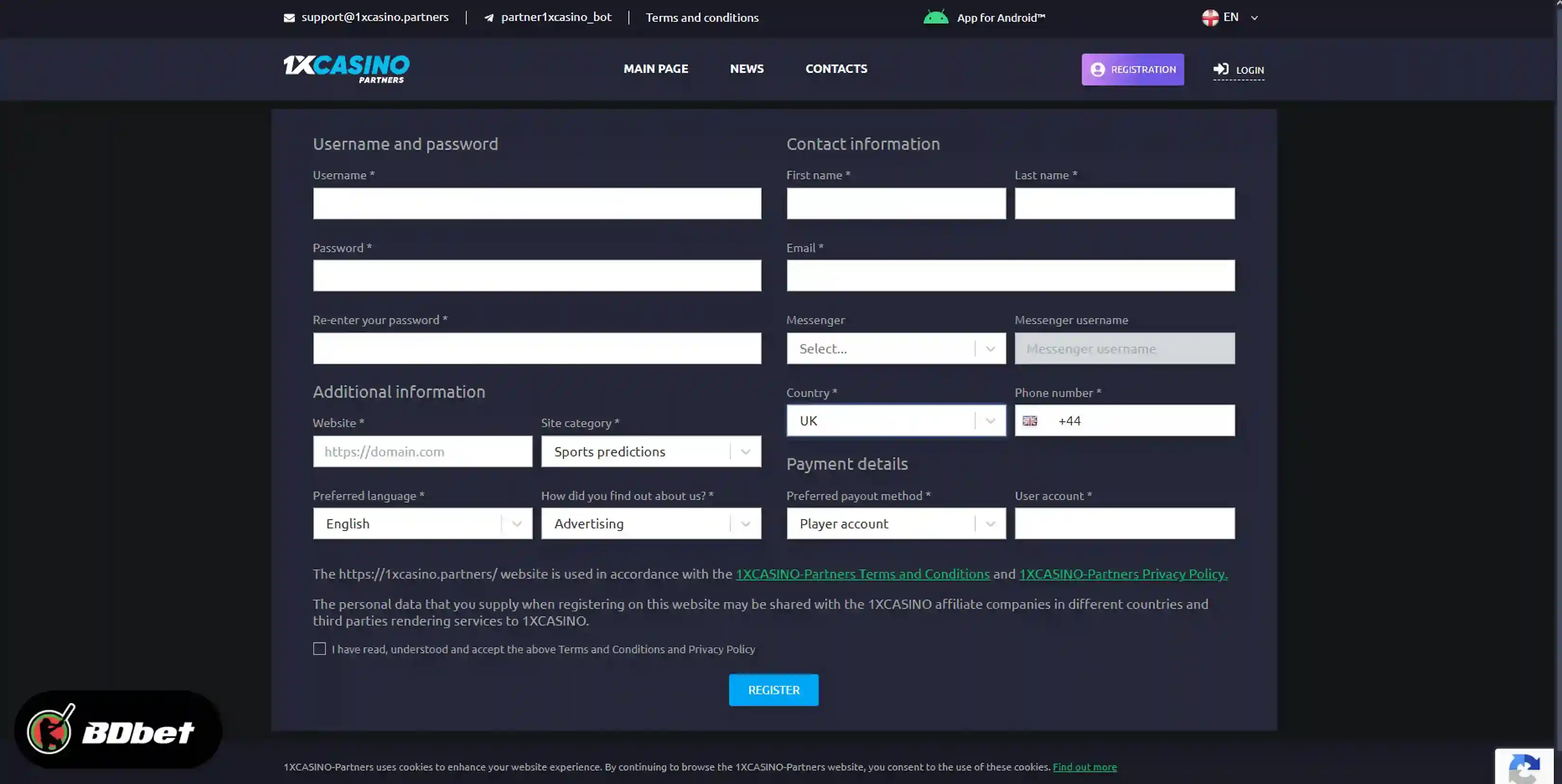 How to Create a 1xbet Partner Account