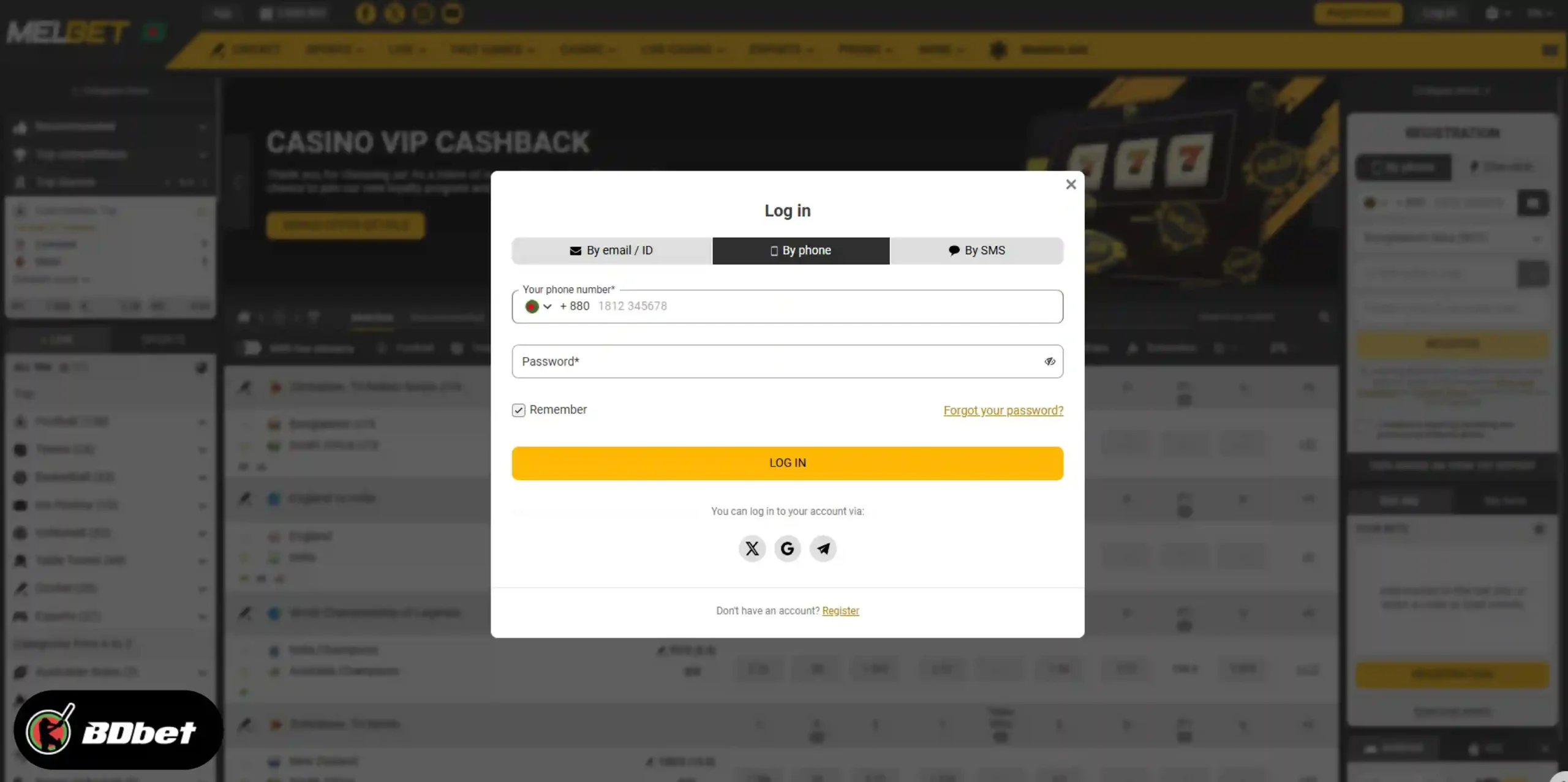 Visit the official website of your bookmaker and login to your account.