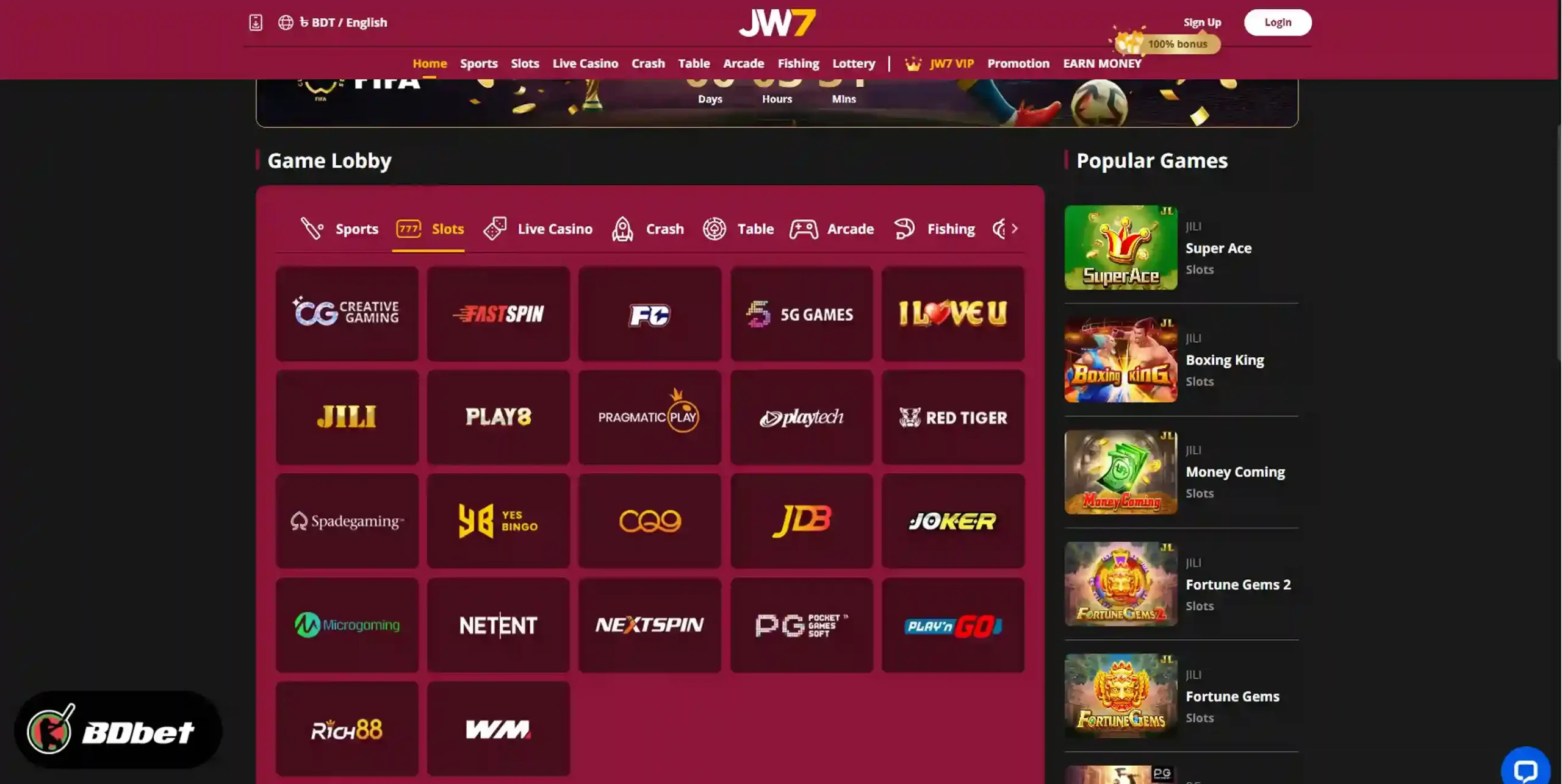 Slots at JWin7