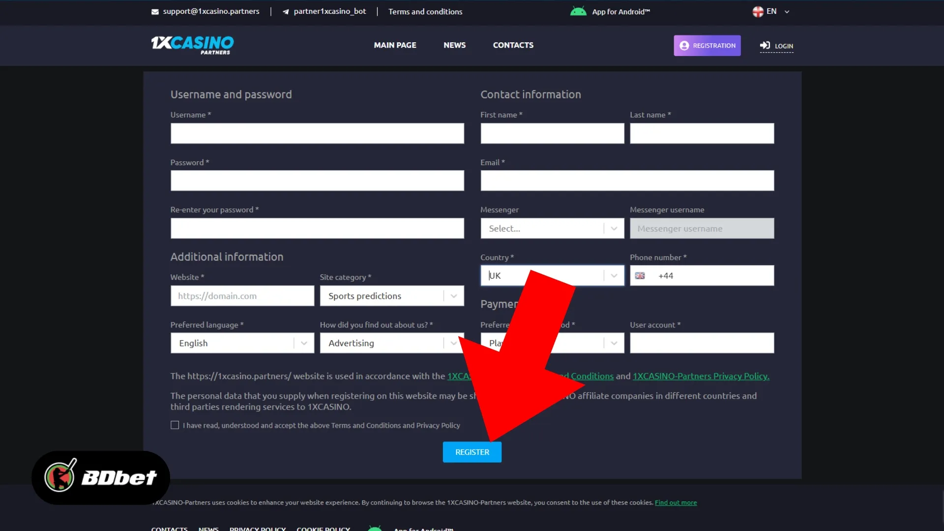 How to Create a 1xbet Partner Account